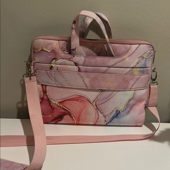 Mosiso Pink Marble Laptop Bag - Picture 2 of 4